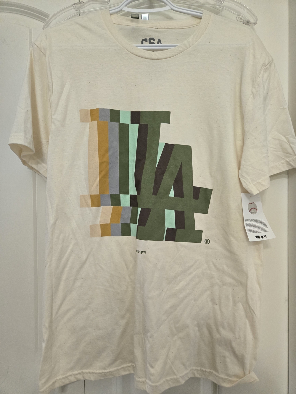CSA MLB Men’s Cream Graphic 'LA' Logo T-Shirt